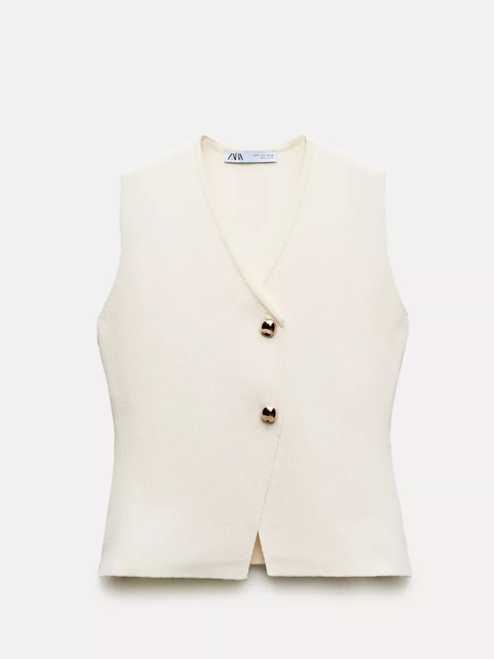 ZARA Ivory V-Neck Knit Vest